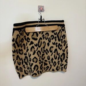 GREY LAB Leopard-Print Knit Mini Skirt in Tan & Black